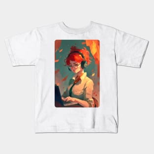 Redhead Anime Programming Girl V 1.06 Kids T-Shirt